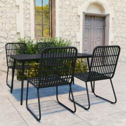 vidaXL 5 részes polyrattan és üveg kültéri étkezőgarnitúra (3060245) - vidaxl