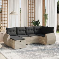 vidaXL 6 részes világosszürke polyrattan kerti ülőgarnitúra párnákkal (3264108) - vidaxl