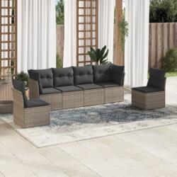 vidaXL 6 részes szürke polyrattan kerti ülőgarnitúra párnákkal (3249209)