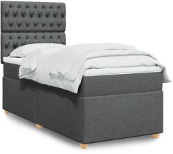 vidaXL sötétszürke szövet rugós ágy matraccal 90 x 200 cm (3291171)