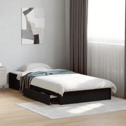 vidaXL fekete szerelt fa ágykeret fiókokkal 90 x 190 cm (3280707)