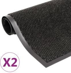 vidaXL 2 db fekete négyszögletes bolyhos szennyfogó szőnyeg 60 x 90 cm (3051606)