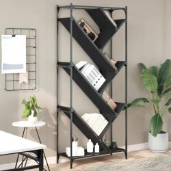 vidaXL fekete szerelt fa és fém könyvszekrény 79 x 30 x 180 cm (845431) - vidaxl