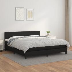 vidaXL fekete műbőr rugós ágy matraccal 180 x 200 cm (3141017)