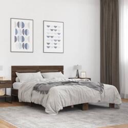 vidaXL barna tölgyszínű szerelt fa és fém ágykeret 140 x 200 cm (3280151)