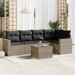 vidaXL 6 részes világosszürke polyrattan kerti ülőgarnitúra párnákkal (3218932)