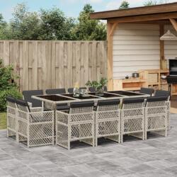 vidaXL 13 részes szürke polyrattan kerti étkezőgarnitúra párnákkal (3210863)
