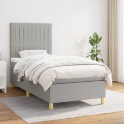 vidaXL világosszürke szövet rugós ágy matraccal 80 x 200 cm (3142449)