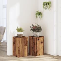 vidaXL 2 db antik fa színű szerelt fa növénytartó állvány 30x30x50 cm (852922) - vidaxl