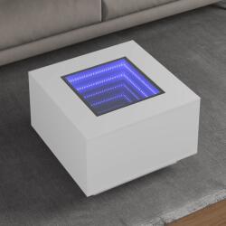 vidaXL fehér szerelt fa dohányzóasztal LED-lámpákkal 60 x 60 x 40 cm (847567) - vidaxl