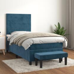 vidaXL sötétkék bársony rugós ágy matraccal 100 x 200 cm (3137891)