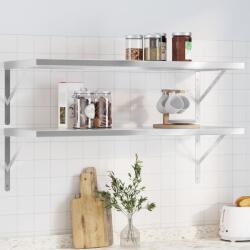 vidaXL 2 db ezüstszínű rozsdamentes acél fali polc 100 x 40 x 3 cm (30278)