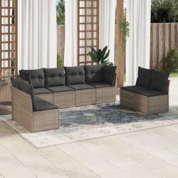 vidaXL 8 részes szürke polyrattan kerti ülőgarnitúra párnákkal (3249289)