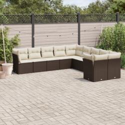 vidaXL 10 részes barna polyrattan kerti ülőgarnitúra párnákkal (3218243)