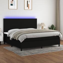 vidaXL fekete szövet rugós és LED-es ágy matraccal 200x200 cm (3134743)
