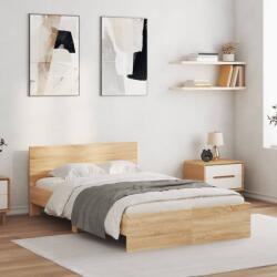 vidaXL sonoma tölgy színű ágykeret fejtámlával 135 x 190 cm (3207506)