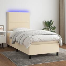 vidaXL krémszínű szövet rugós és LED-es ágy matraccal 90x190 cm (3134762)