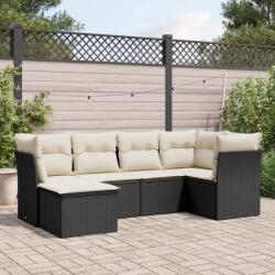 vidaXL 6 részes fekete polyrattan kerti ülőgarnitúra párnákkal (3217946)