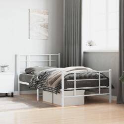 vidaXL fehér fém ágykeret fej- és lábtámlával 100 x 190 cm (355622)
