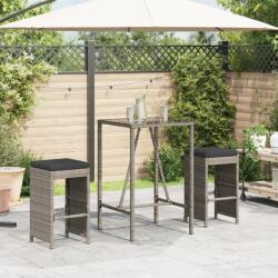 vidaXL 2 db szürke polyrattan kerti bárszék párnával (368687)