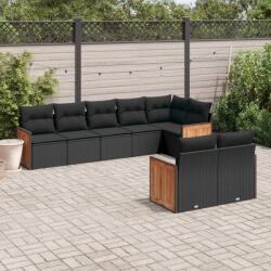 vidaXL 8 részes fekete polyrattan kerti ülőgarnitúra párnákkal (3227826)