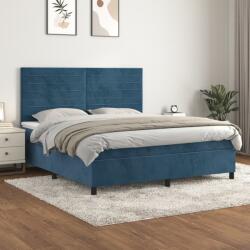 vidaXL sötétkék bársony rugós ágy matraccal 180x200 cm (3143101)