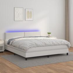 vidaXL fehér műbőr rugós ágy matraccal és LED-del 180x200 cm (3134178)