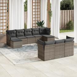 vidaXL 10 részes szürke polyrattan kerti ülőgarnitúra párnákkal (3218330)