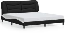 vidaXL fekete és fehér műbőr ágykeret fejtámlával 180x200 cm (3208021)