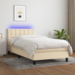 vidaXL krémszínű szövet rugós és LED-es ágy matraccal 90x190 cm (3133442)