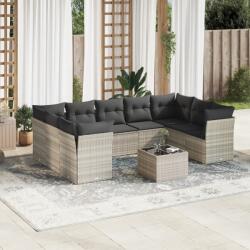 vidaXL 10 részes világosszürke polyrattan kerti ülőgarnitúra párnákkal (3218142)