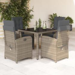 vidaXL 5 részes szürke polyrattan kerti étkezőgarnitúra párnával (3212463)