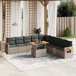 vidaXL 11 részes szürke polyrattan kerti ülőgarnitúra párnákkal (3273706) - vidaxl