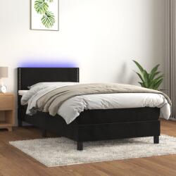 vidaXL fekete bársony rugós és LED-es ágy matraccal 80 x 200 cm (3134311)