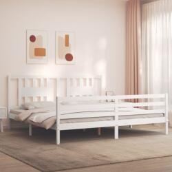 vidaXL tömör fa ágykeret fejtámlával 200 x 200 cm (3194592) - vidaxl