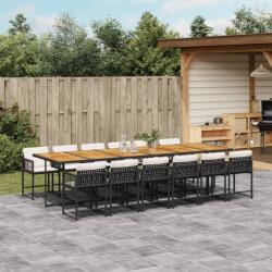 vidaXL 13 részes fekete polyrattan kerti ülőgarnitúra párnákkal (3211491)