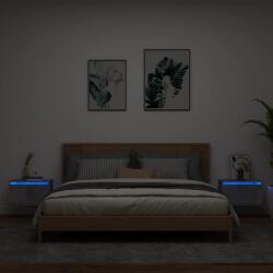 vidaXL 2 db betonszürke fali éjjeliszekrény LED-világítással (836833)