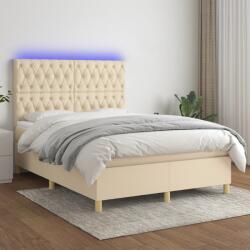 vidaXL krémszínű szövet rugós és LED-es ágy matraccal 140x200 cm (3135682)