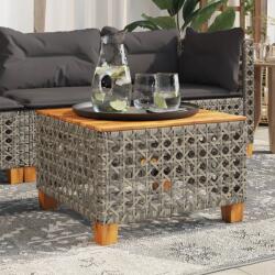 vidaXL szürke polyrattan és akácfa kerti asztal 55 x 55 x 36 cm (365930) - vidaxl