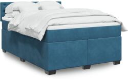 vidaXL sötétkék bársony rugós ágy matraccal 140x200 cm (3286346)