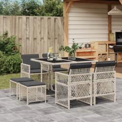 vidaXL 9részes világosszürke polyrattan kerti étkezőgarnitúra párnával (3210779)