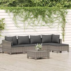 vidaXL 6 részes szürke polyrattan kerti ülőgarnitúra párnákkal (3187271)