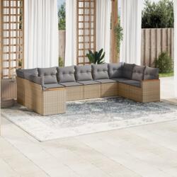 vidaXL 10 részes bézs polyrattan kerti ülőgarnitúra párnával (3258727) - vidaxl