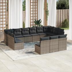 vidaXL 13 részes szürke polyrattan kerti ülőgarnitúra párnákkal (3218390)