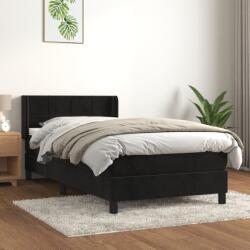 vidaXL fekete bársony rugós ágy matraccal 90x190 cm (3130933)