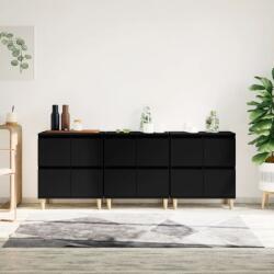 vidaXL 3 db fekete szerelt fa tálalószekrény 60 x 35 x70 cm (3185768)