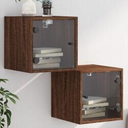 vidaXL 2 db barna tölgy színű éjjeliszekrény üvegajtókkal 35x37x35 cm (836475)