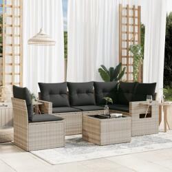 vidaXL 6 részes világosszürke polyrattan kerti ülőgarnitúra párnákkal (3252519)