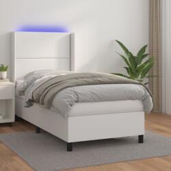vidaXL fehér műbőr rugós ágy matraccal és LED-del 80 x 200 cm (3139290)