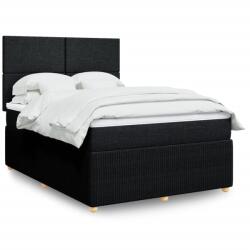 vidaXL fekete szövet rugós ágy matraccal 140 x 200 cm (3292074)